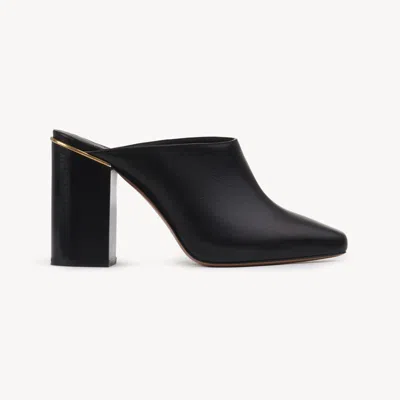 Chloé Mules À Talon Ambre Femme Noir Taille 36 100% Cuir De Veau In Black