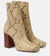 Chloé Ambre Snake-effect Leather Ankle Boots In Beige
