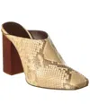 Chloé Ambre Snake-effect Leather Mules In Beige