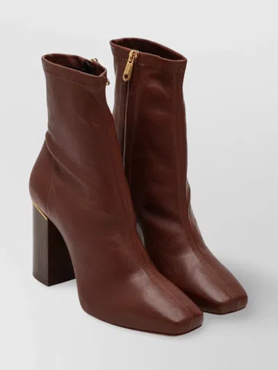 CHLOÉ AMBRE SQUARE TOE ANKLE BOOT BLOCK HEEL