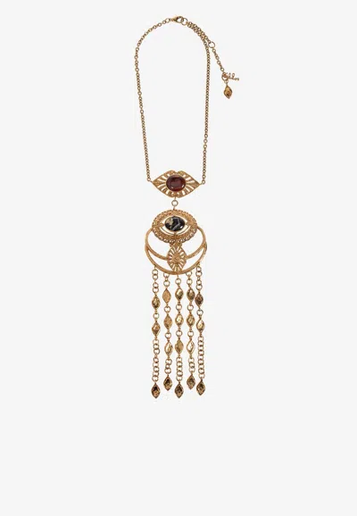 Chloé Amulet Brass Necklace With Ornaments In Gold
