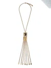 Chloé Metallic Necklace With Claw Clasp Rear Closure And Pendant With Logo Plaque In Brass Woman In Gold
