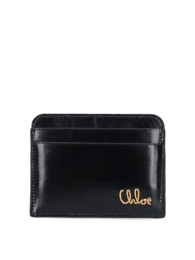 Chloé Iconic Leather Card Case In Black
