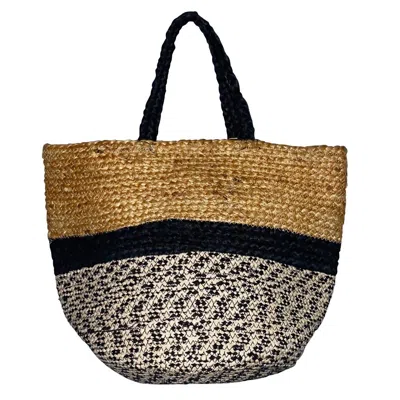 Chloe & Lex Women's Jute Beachbag In Black And White In Multi