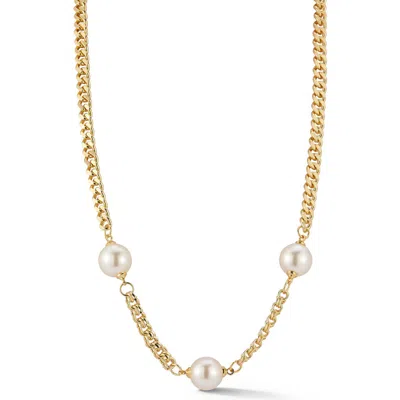 Chloe & Madison Chloe And Madison 11.7mm Cultured Pearl Station Chain Necklace In Gold