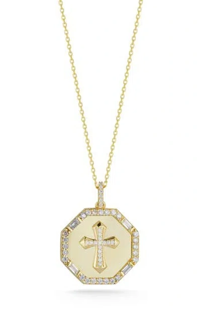 Chloe & Madison Chloe And Madison 14k Gold Plate Cubic Zirconia Cross Coin Pendant Necklace