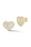 Chloe & Madison Chloe And Madison 14k Gold Plate Cubic Zirconia Heart Stud Earrings In Gold