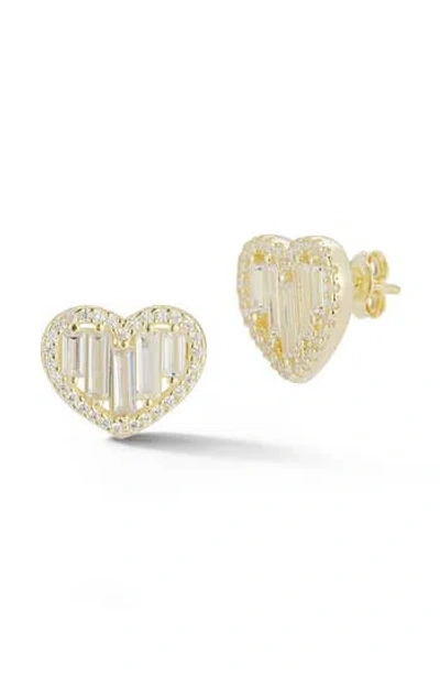 Chloe & Madison Chloe And Madison 14k Gold Plate Cubic Zirconia Heart Stud Earrings