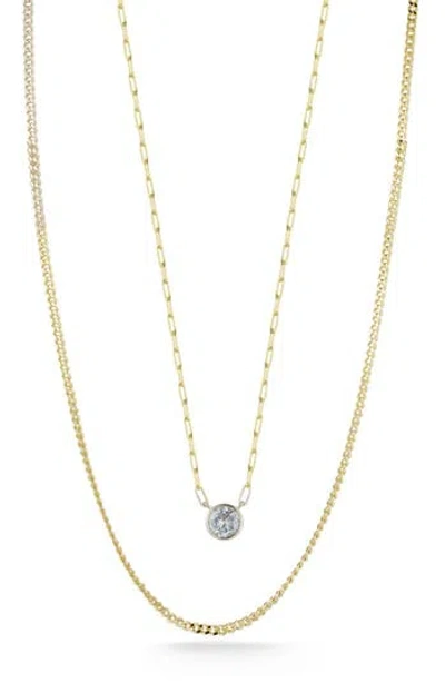 Chloe & Madison Chloe And Madison 14k Gold Plate Sterling Silver Cubic Pendant Necklace
