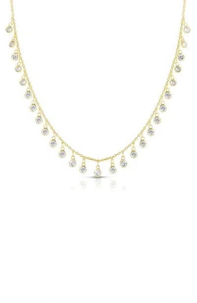 Chloe & Madison Chloe And Madison 14k Gold Plate Sterling Silver Cz Dangle Chain Necklace