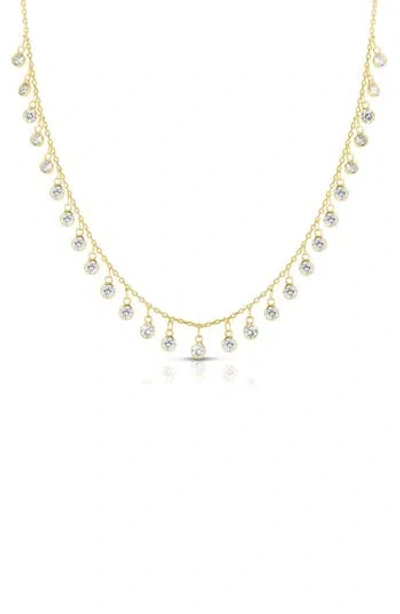Chloe & Madison Chloe And Madison 14k Gold Plate Sterling Silver Cz Dangle Chain Necklace In Gold