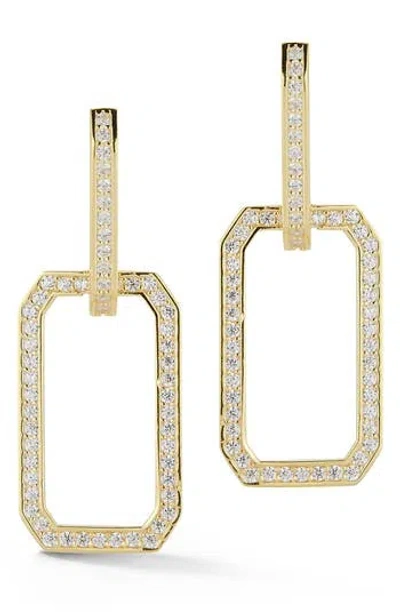 Chloe & Madison Chloe And Madison 14k Gold Plate Sterling Silver Cz Pavé Drop Earrings