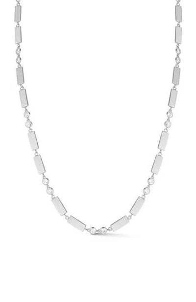 Chloe & Madison Chloe And Madison 14k Gold Plate Sterling Silver Cz Station Chain Choker Necklace In Metallic
