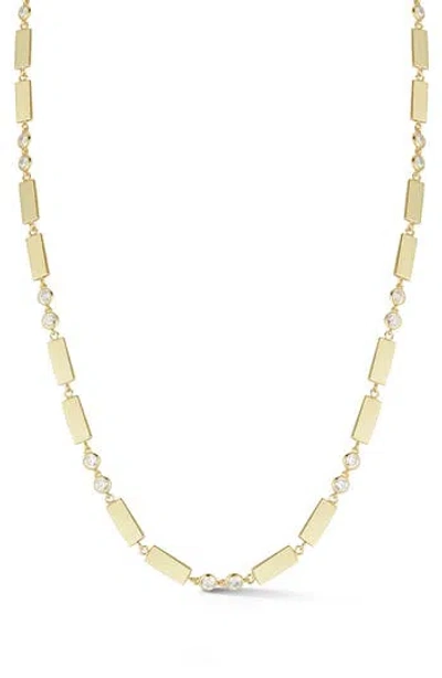 Chloe & Madison Chloe And Madison 14k Gold Plate Sterling Silver Cz Station Chain Choker Necklace