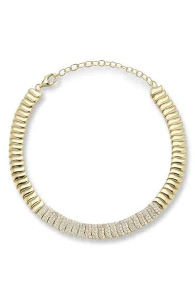 Chloe & Madison Chloe And Madison 14k Gold Plated Pavé Cubic Zirconia Link Bracelet