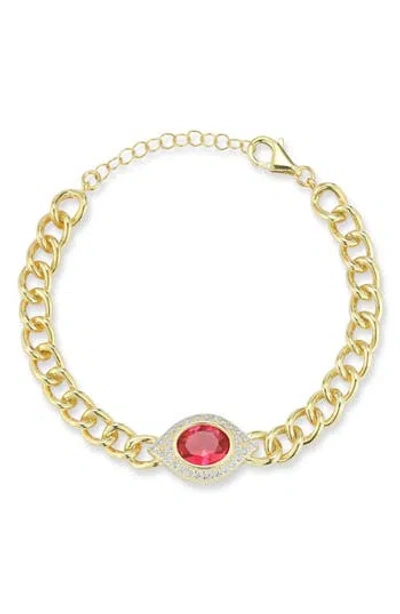 Chloe & Madison Chloe And Madison 14k Gold Plated Silver Eye Bracelet