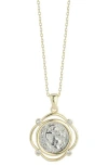 CHLOE & MADISON CHLOE AND MADISON 14K GOLD PLATED STERLING SILVER CZ COIN PENDANT NECKLACE