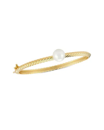 Chloe & Madison Chloe And Madison 14k Over Silver 10mm Pearl Bangle Bracelet In Gold