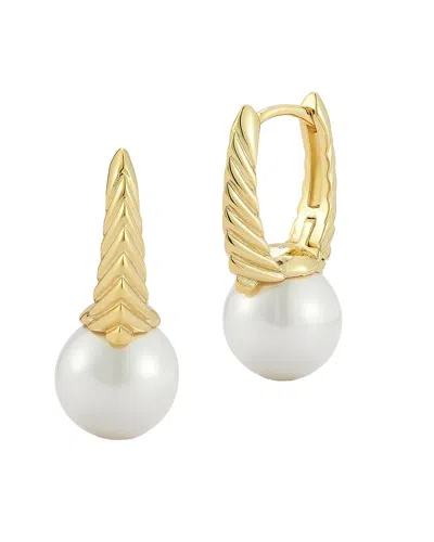 Chloe & Madison Chloe And Madison 14k Over Silver 10mm Pearl Earrings In Metallic