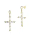 Chloe & Madison Chloe And Madison 14k Over Silver Cz Baguette Cross Drop Earrings