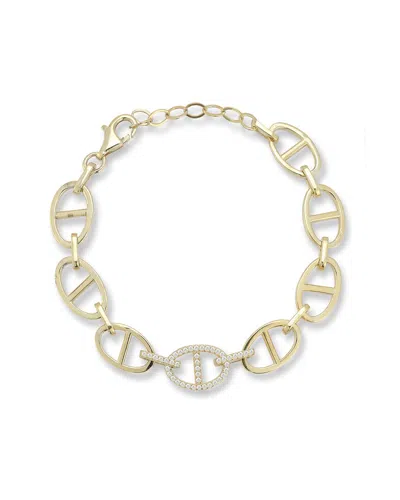 Chloe & Madison Chloe And Madison 14k Over Silver Cz Bold Marine Link Bracelet In Gold