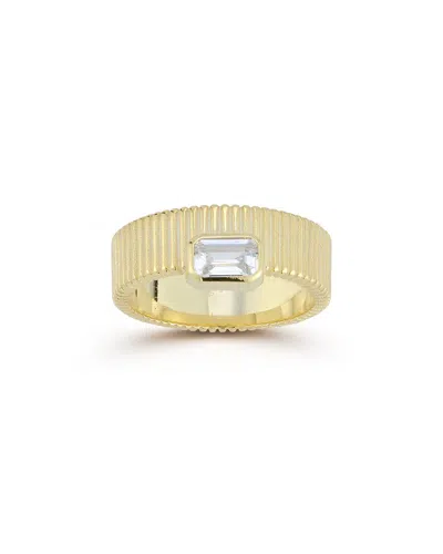 Chloe & Madison Chloe And Madison 14k Over Silver Cz Bold Ribbed Ring