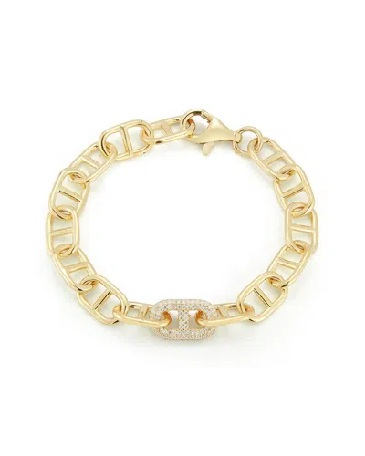 Chloe & Madison Chloe And Madison 14k Over Silver Cz Chunky Bold Mariner Link Bracelet
