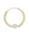 Chloe & Madison Chloe And Madison 14k Over Silver Cz Chunky Evil Eye Bracelet