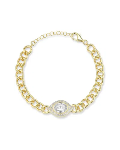 Chloe & Madison Chloe And Madison 14k Over Silver Cz Chunky Evil Eye Bracelet In Gold
