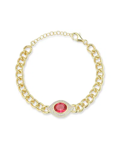 Chloe & Madison Chloe And Madison 14k Over Silver Cz Chunky Evil Eye Bracelet In Gold