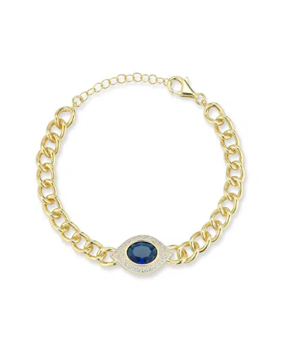 Chloe & Madison Chloe And Madison 14k Over Silver Cz Chunky Evil Eye Bracelet In Gold