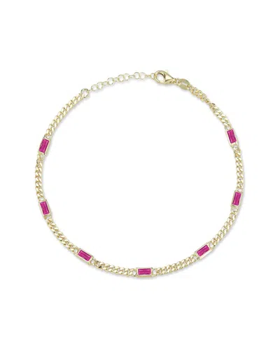 CHLOE & MADISON CHLOE AND MADISON 14K OVER SILVER CZ CURB ANKLET