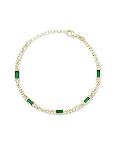 Chloe & Madison Chloe And Madison 14k Over Silver Cz Curb Anklet In Gold