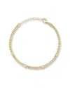 Chloe & Madison Chloe And Madison 14k Over Silver Cz Heart Curb Bracelet