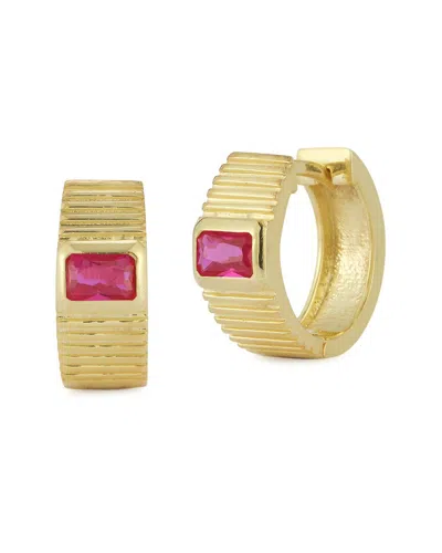 Chloe & Madison Chloe And Madison Cubic Zirconia Vintage Hoop Earrings In Gold