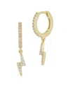Chloe & Madison Chloe And Madison 14k Over Silver Cz Lightning Huggie Earrings