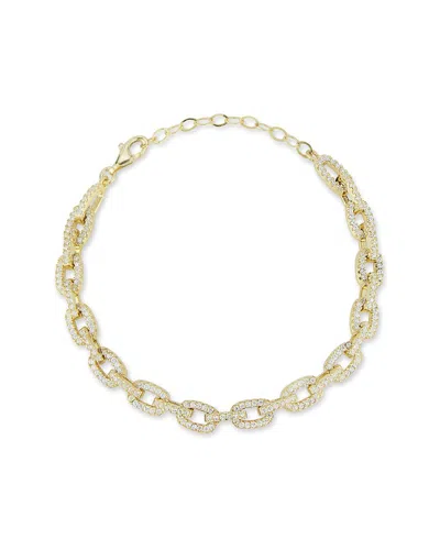 Chloe & Madison Chloe And Madison 14k Over Silver Cz Link Bracelet In Gold