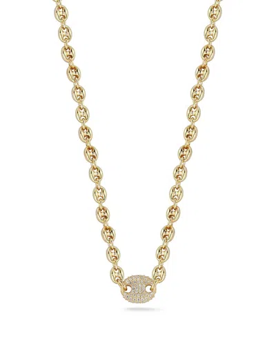 Chloe & Madison Chloe And Madison 14k Over Silver Cz Mariner Link Choker Necklace