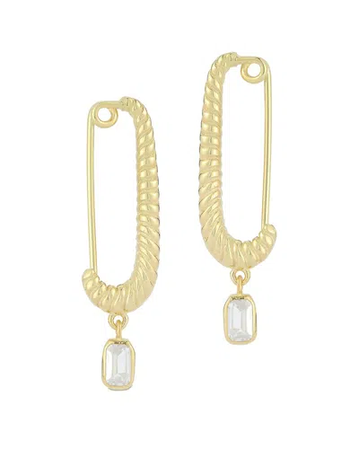 Chloe & Madison Chloe And Madison 14k Over Silver Cz Safety Pin Earrings