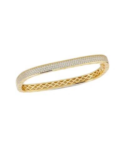 Chloe & Madison Chloe And Madison 14k Over Silver Cz Square Bangle Bracelet