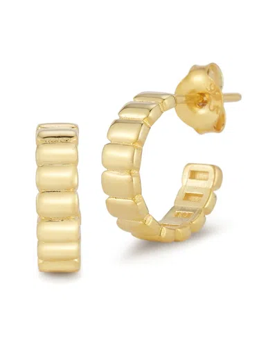 Chloe & Madison Chloe And Madison 14k Over Silver Ribbed Hoops In Gold