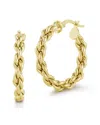 Chloe & Madison Chloe And Madison 14k Over Silver Rope Chain Hoops
