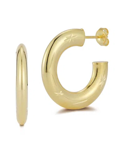 Chloe & Madison Chloe And Madison 14k Over Silver Starburst Flattened Hoops In Gold