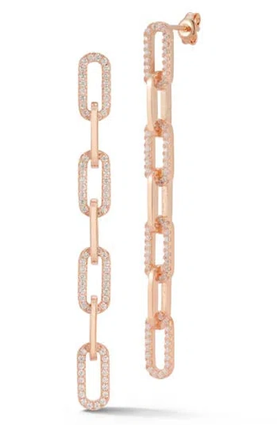 Chloe & Madison Chloe And Madison 14k Rose Gold Plated Cz Link Drop Earrings