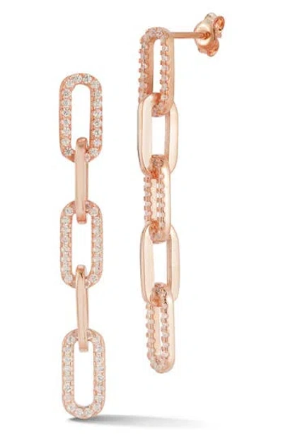 Chloe & Madison Chloe And Madison 14k Rose Gold Plated Cz Paper Clip Link Drop Earrings
