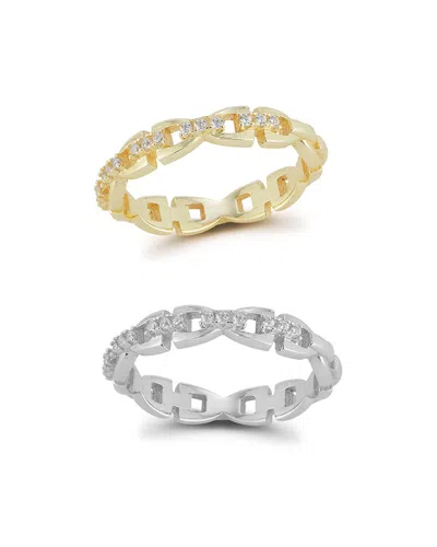 Chloe & Madison Chloe And Madison 14k Two-tone Cz Two Tone Set Ring Set