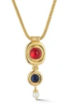 Shop Chloe & Madison Chloe And Madison 18k Gold Plated Faux Pearl Bejeweled Pendant Necklace