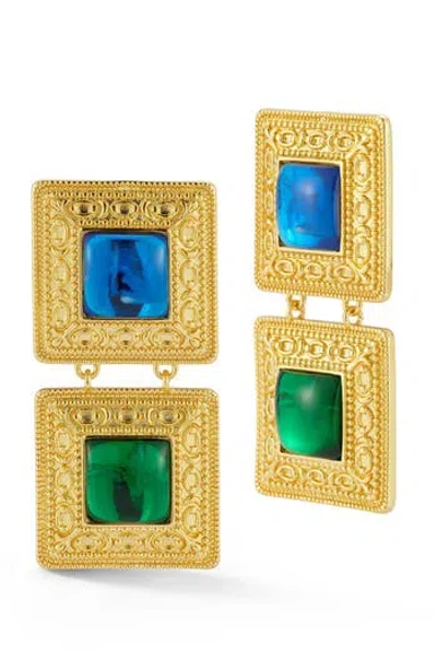 Chloe & Madison Chloe And Madison 18k Gold Plated Square Drop Earrings