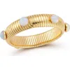 Chloe & Madison Chloe And Madison 18k Gold Plated Synthetic Moonstone Bangle Bracelet In Gold