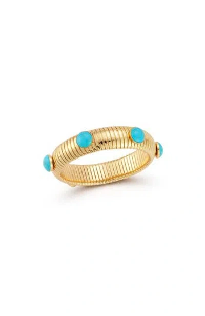Chloe & Madison Chloe And Madison 18k Gold Plated Synthetic Turquoise Bangle Bracelet